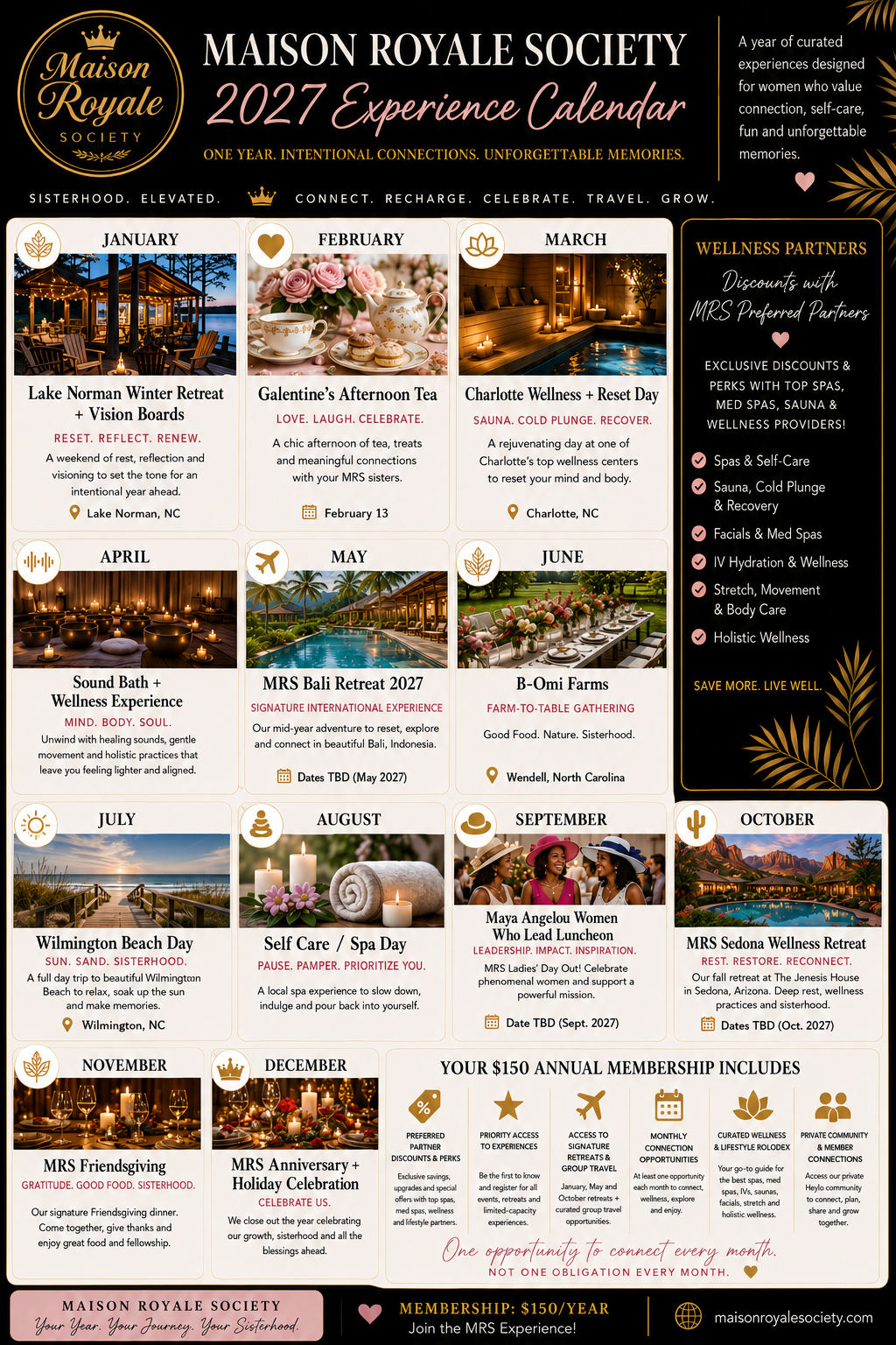 Maison Royale Society 2027 Experience Calendar — a year of curated monthly experiences